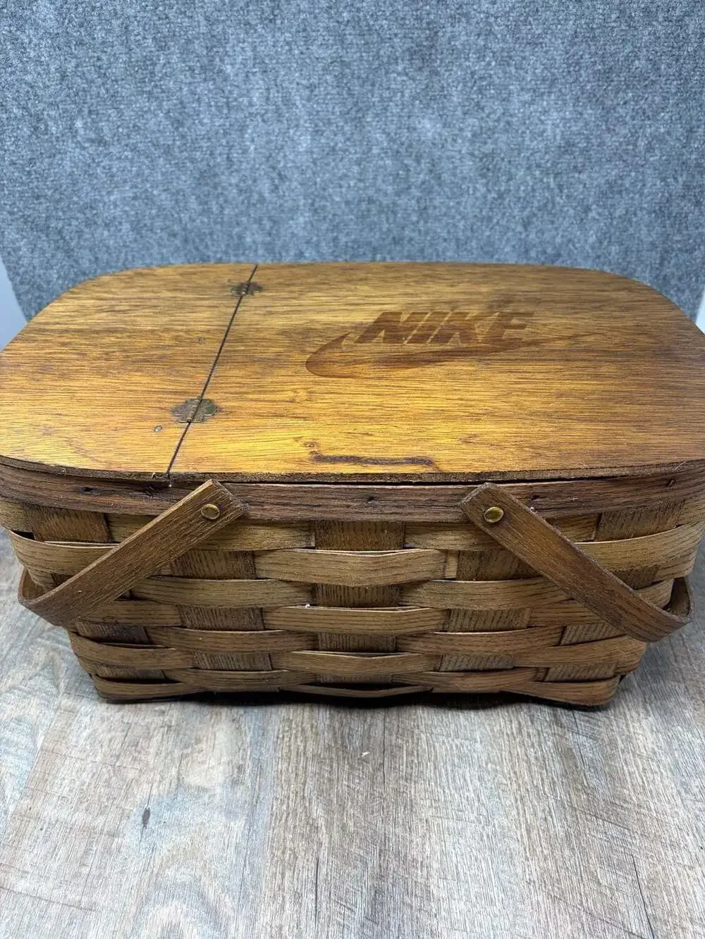 Vintage Nike Promotional Picnic Basket With original Plates super rare barn find